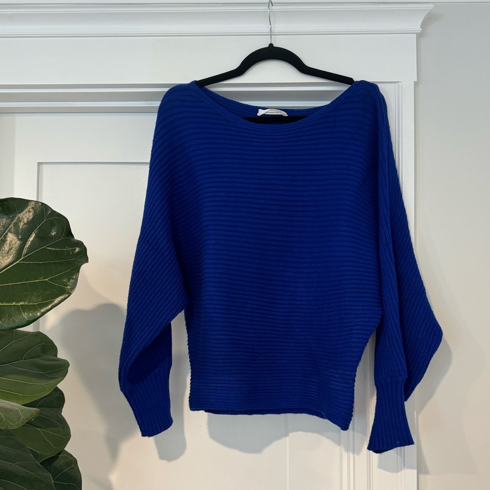 Anthropologie jewel tone blue drop shoulder sweater
